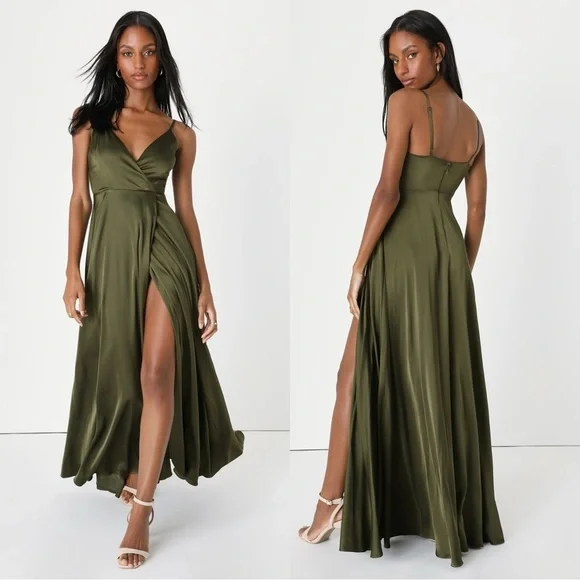 Lulus | Dresses | Nwot Lulus Ode To Love Olive Green Satin Maxi Dress | Poshmark Lulus | Dresses | Nwot Lulus Ode To Love Olive Green Satin Maxi Dress | Poshmark